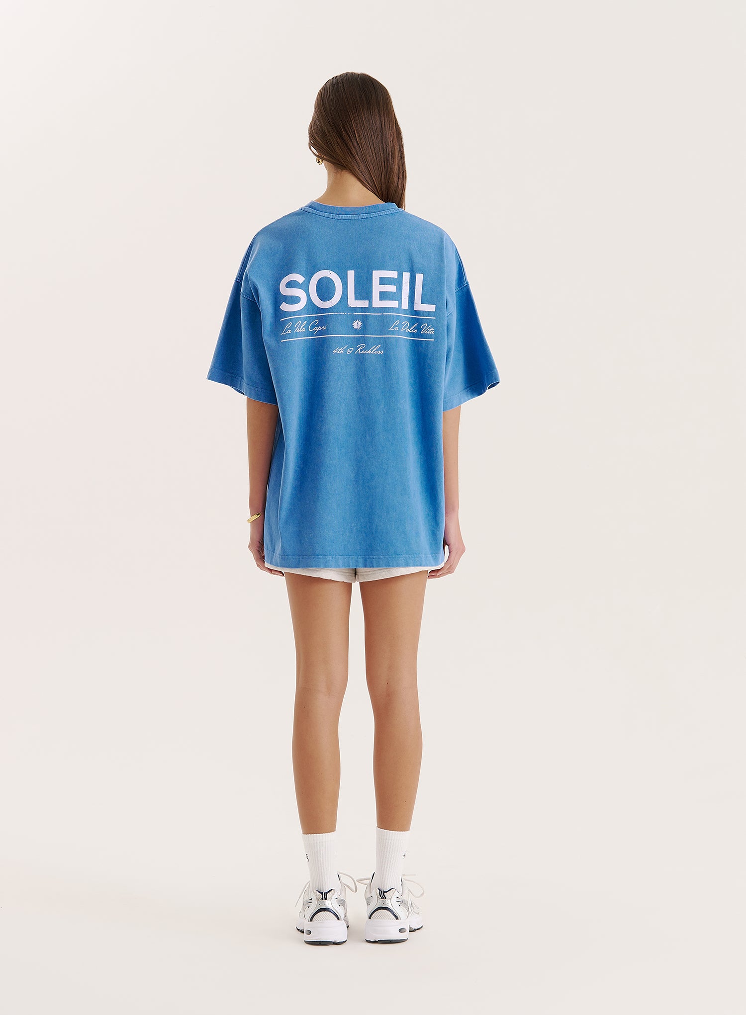 Blue Acid Wash Back Graphic Printed T-Shirt